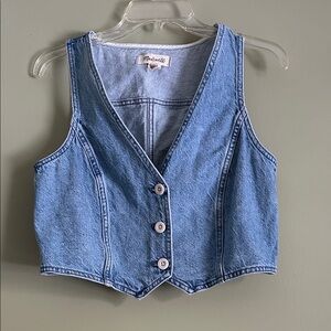 Madewell Cotton-Hemp Denim Katrina Crop Vest Top Size 2